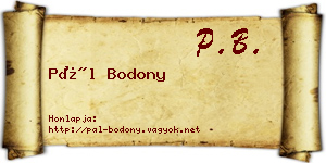Pál Bodony névjegykártya